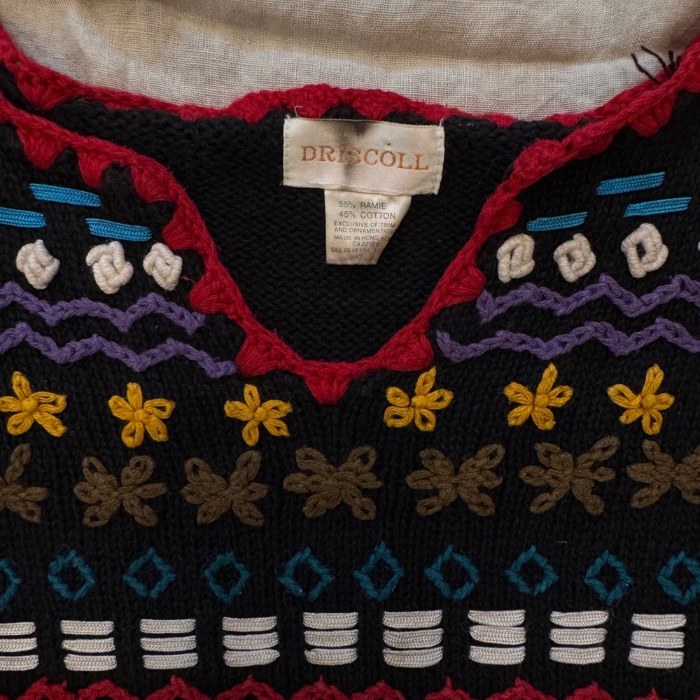 Vintage cotton ramie Embroidered spring sweater small to medium - Picture 10 of 13